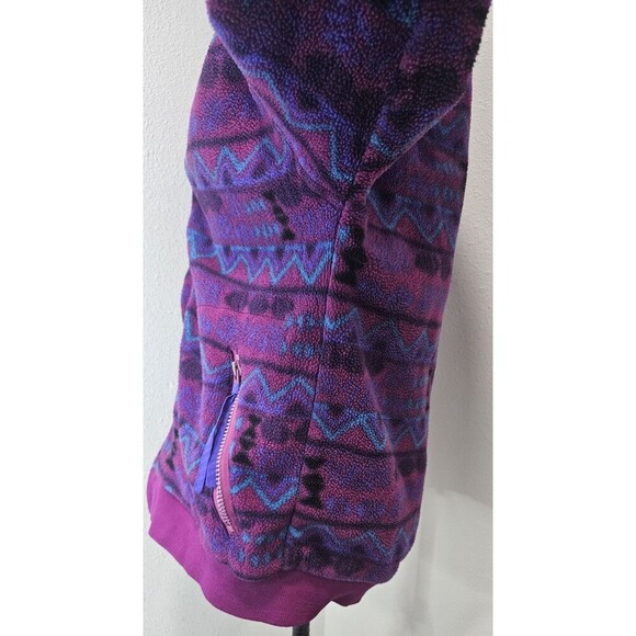 Vtg Columbia Fleece Jacket Full Zip Aztec Southwest Print Sz XL Purple Blue 90's - Picture 8 of 16